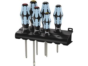 Wera 032061 Sada šroubováků Kraftform Plus 3334/3355/6, nerezová ocel, profil Lasertip (6 dílů + stojánek)